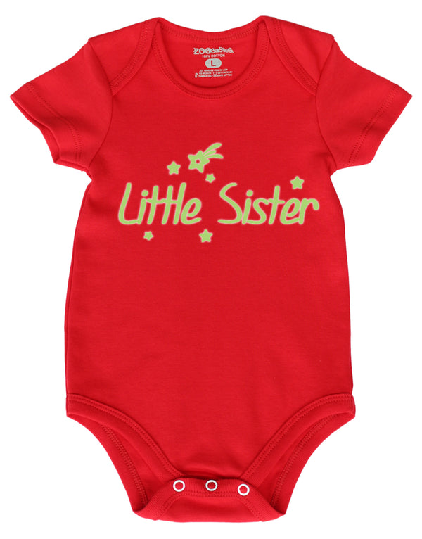 Little Sister Red Glow in the Dark Baby Romper