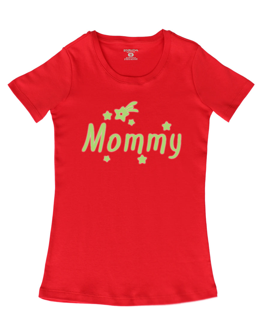 Mommy Red Glow in the Dark Ladies Slim Fit Tee