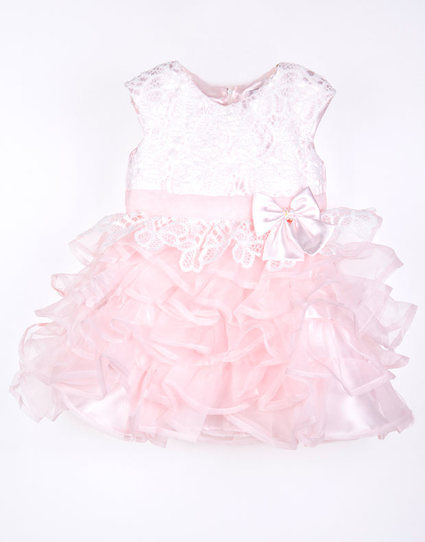 Pink Organza Ruffles Flower Girl Dress